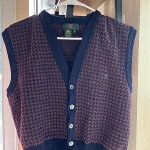 CR Navy and Burgundy Button-Up Vest